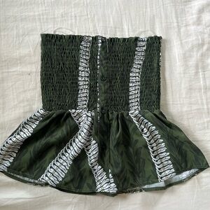 Green and White Aloha Print Top